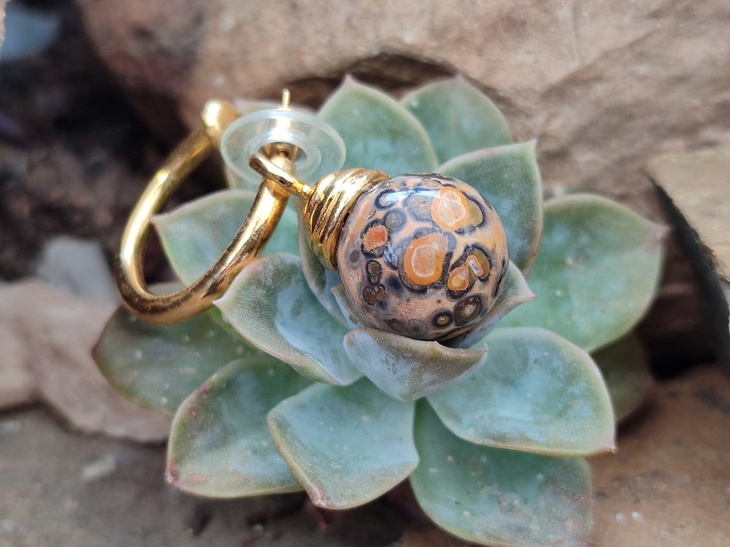 Hand Made Snakeskin Jasper Hoop Earrings - sold per item - From Australia - Toprock Gemstones and Minerals 