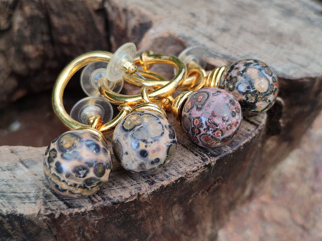 Hand Made Snakeskin Jasper Hoop Earrings - sold per item - From Australia - Toprock Gemstones and Minerals 