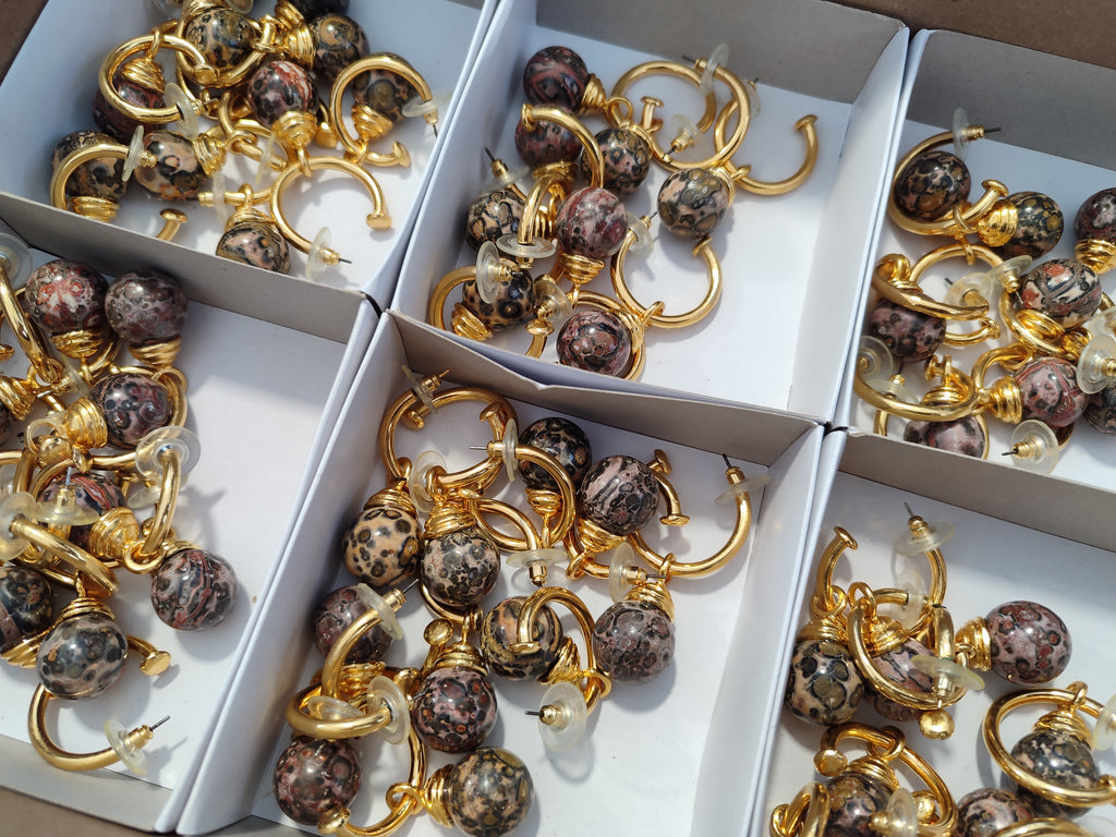 Hand Made Snakeskin Jasper Hoop Earrings - sold per item - From Australia - Toprock Gemstones and Minerals 