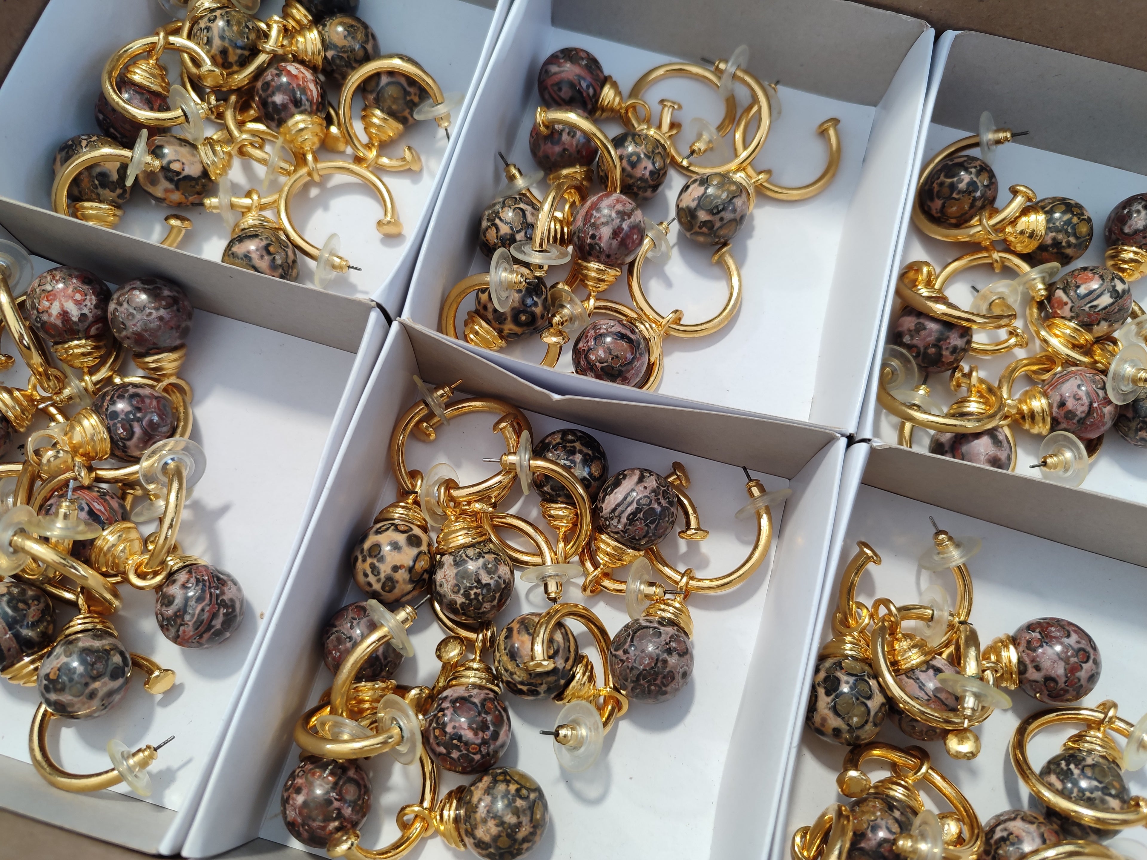 Hand Made Snakeskin Jasper Hoop Earrings - sold per item - From Australia - Toprock Gemstones and Minerals 