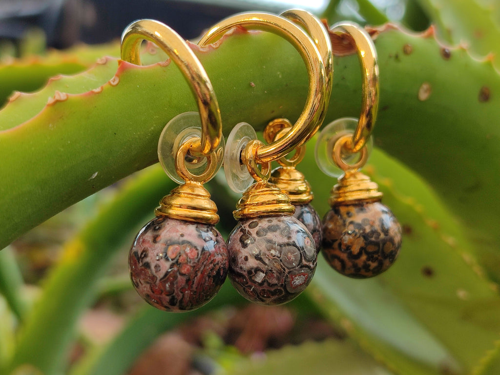 Hand Made Snakeskin Jasper Hoop Earrings - sold per item - From Australia - Toprock Gemstones and Minerals 