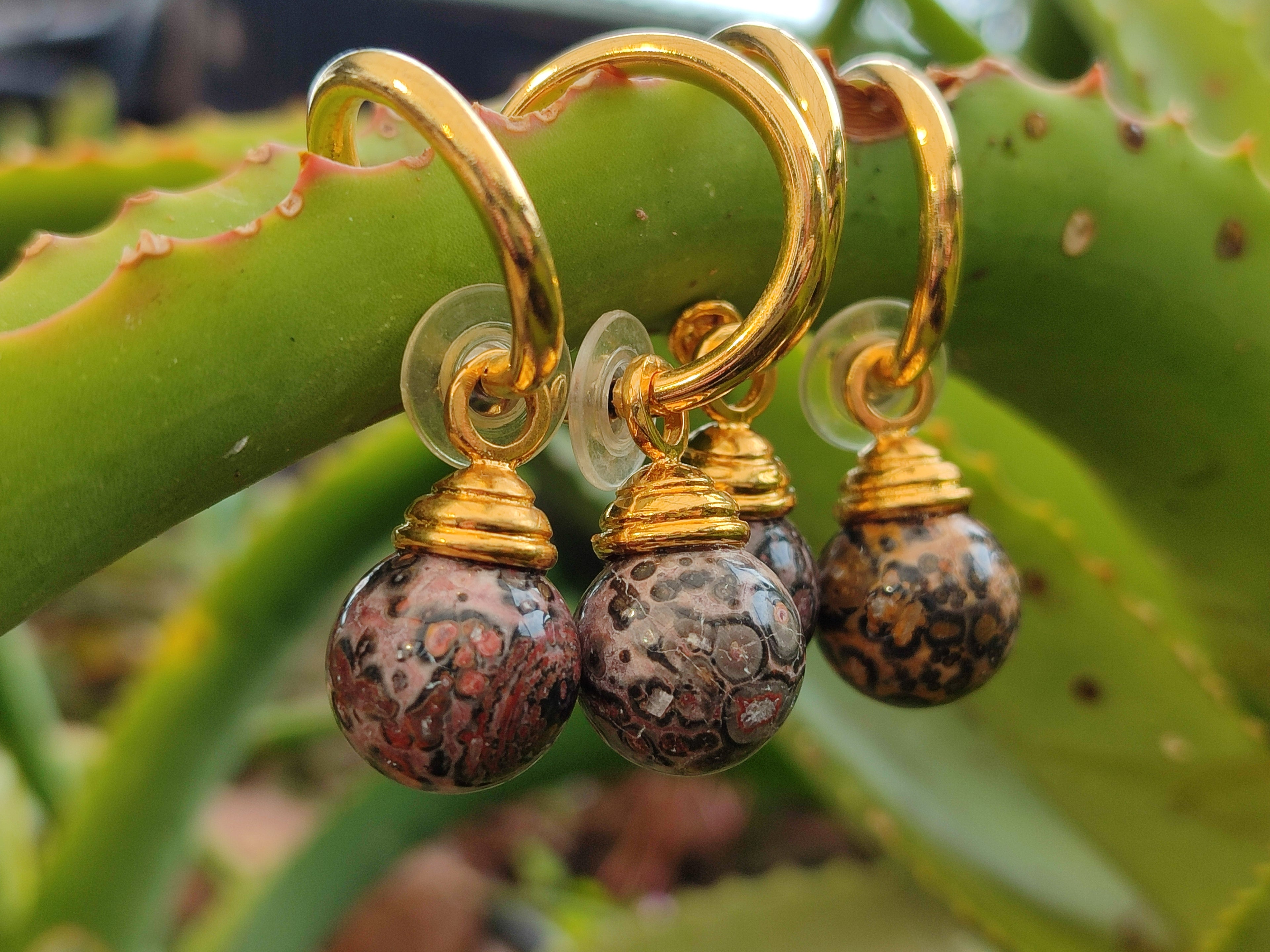 Hand Made Snakeskin Jasper Hoop Earrings - sold per item - From Australia - Toprock Gemstones and Minerals 
