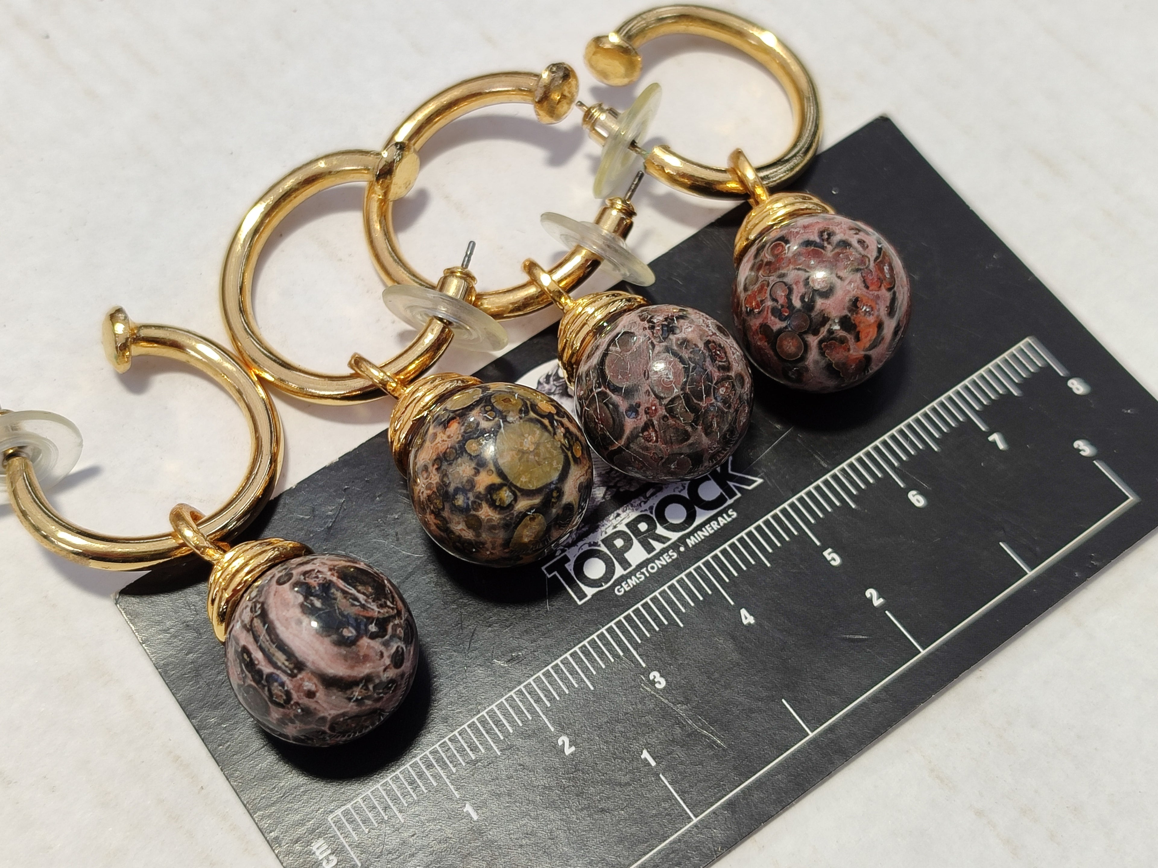Hand Made Snakeskin Jasper Hoop Earrings - sold per item - From Australia - Toprock Gemstones and Minerals 