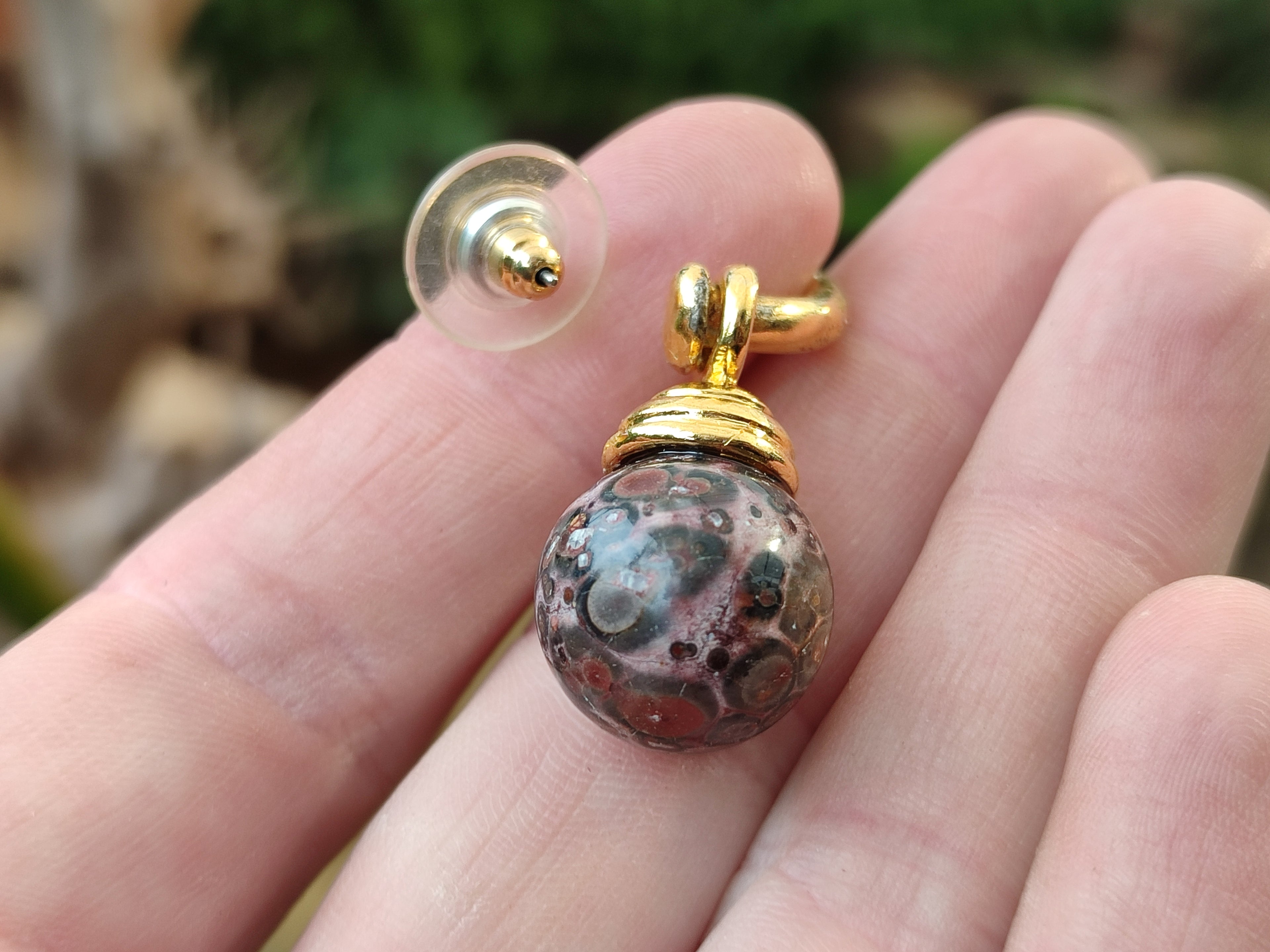 Hand Made Snakeskin Jasper Hoop Earrings - sold per item - From Australia - Toprock Gemstones and Minerals 