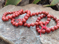 Polished Red Jasper Beaded Stretch Buddha Bracelet - Sold Per Item - From South Africa