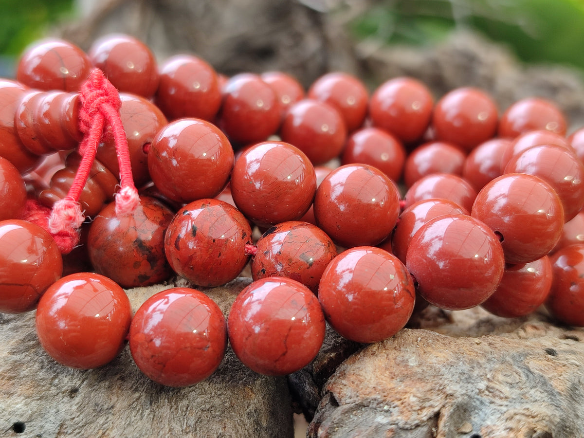 Polished Red Jasper Beaded Stretch Buddha Bracelet - Sold Per Item - From South Africa - Toprock Gemstones and Minerals 