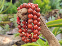 Polished Red Jasper Beaded Stretch Buddha Bracelet - Sold Per Item - From South Africa
