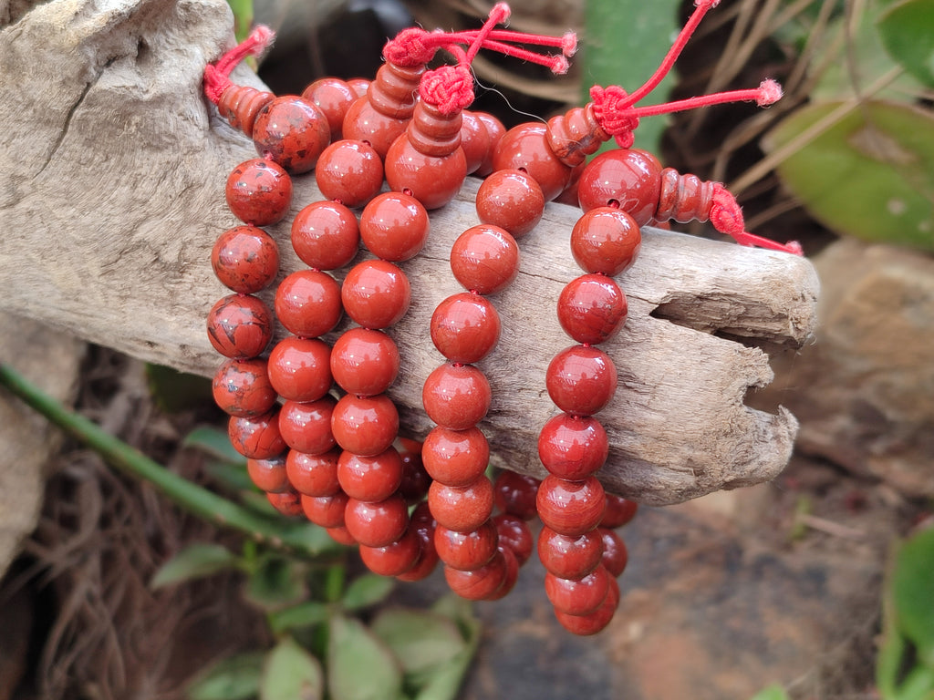 Polished Red Jasper Beaded Stretch Buddha Bracelet - Sold Per Item - From South Africa - Toprock Gemstones and Minerals 