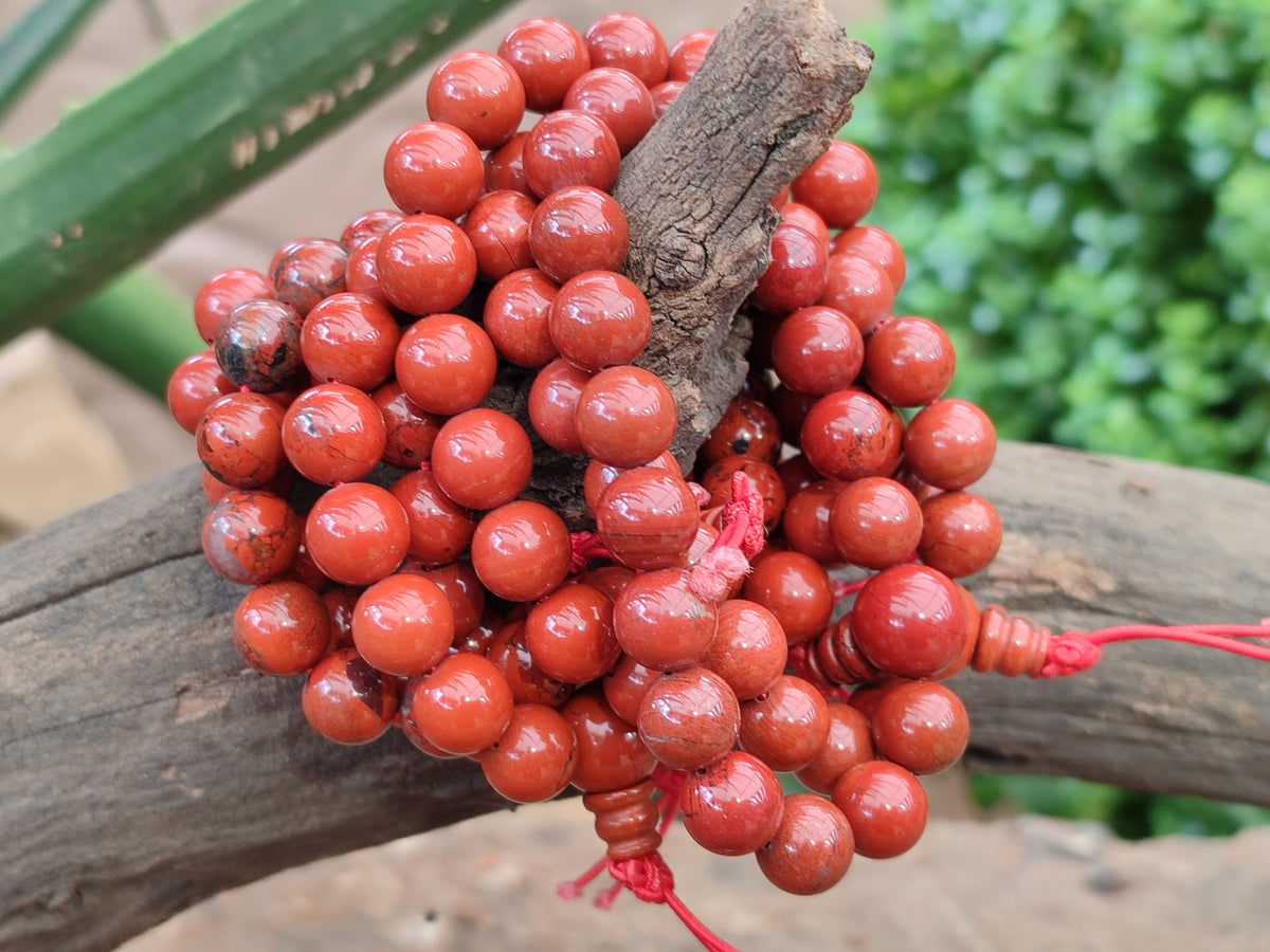 Polished Red Jasper Beaded Stretch Buddha Bracelet - Sold Per Item - From South Africa - Toprock Gemstones and Minerals 