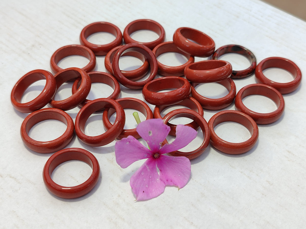 Hand Made 17mm Red Jasper Rings - sold per item - From South Africa - Toprock Gemstones and Minerals 