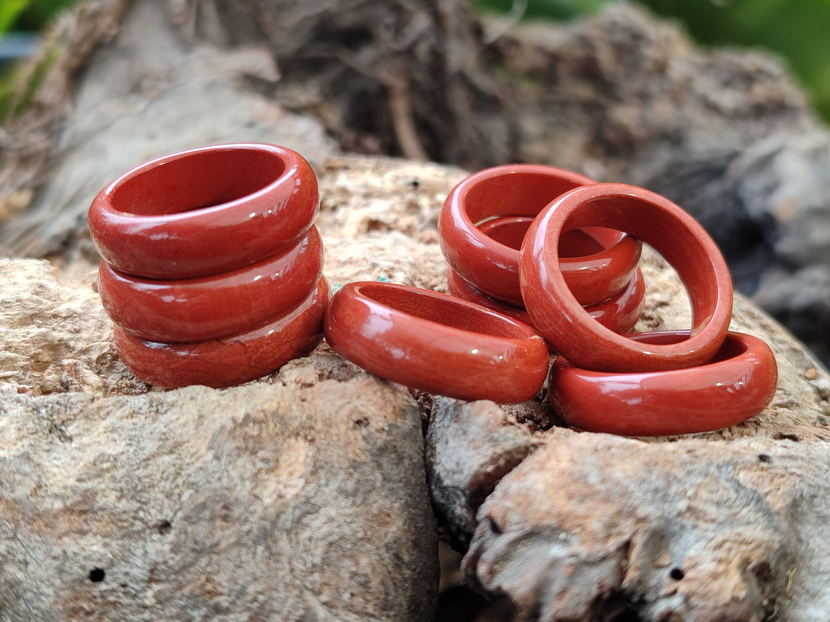 Hand Made 17mm Red Jasper Rings - sold per item - From South Africa - Toprock Gemstones and Minerals 