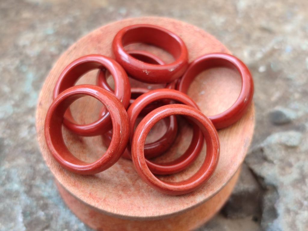 Hand Made 17mm Red Jasper Rings - sold per item - From South Africa - Toprock Gemstones and Minerals 