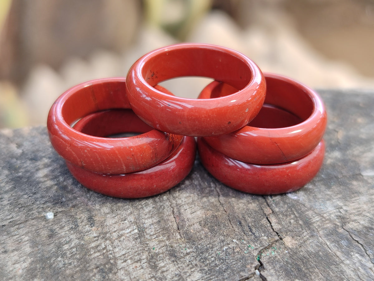 Hand Made 17mm Red Jasper Rings - sold per item - From South Africa - Toprock Gemstones and Minerals 