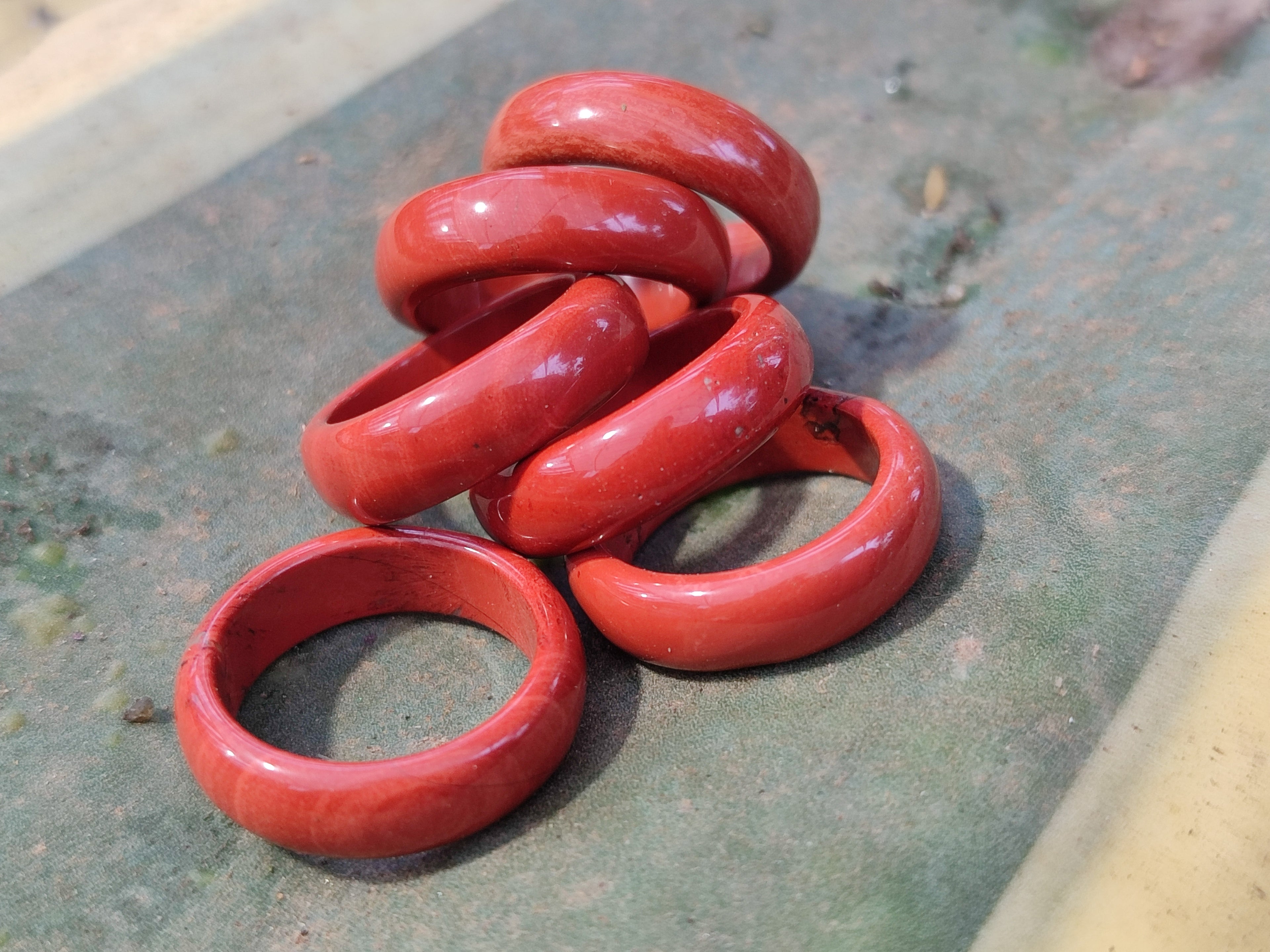 Hand Made 16.5mm Red Jasper Rings - sold per item - From South Africa - Toprock Gemstones and Minerals 