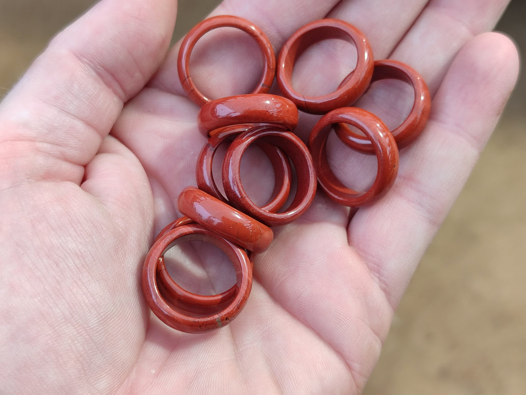 Hand Made 16.5mm Red Jasper Rings - sold per item - From South Africa - Toprock Gemstones and Minerals 