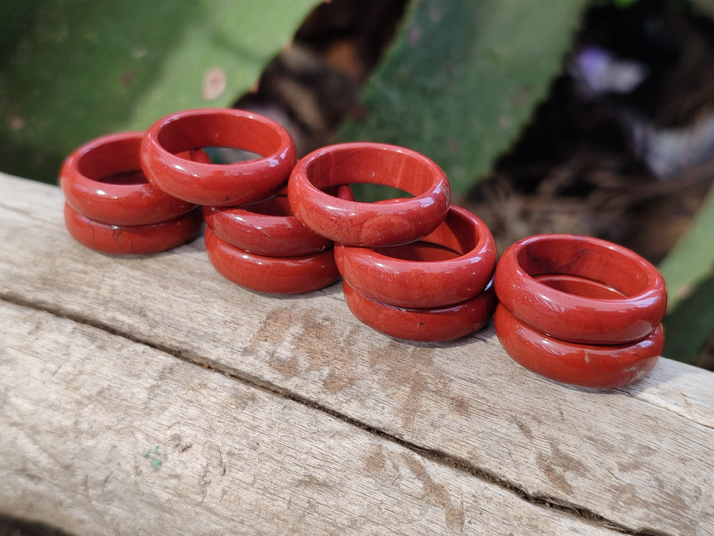 Hand Made 16.5mm Red Jasper Rings - sold per item - From South Africa - Toprock Gemstones and Minerals 
