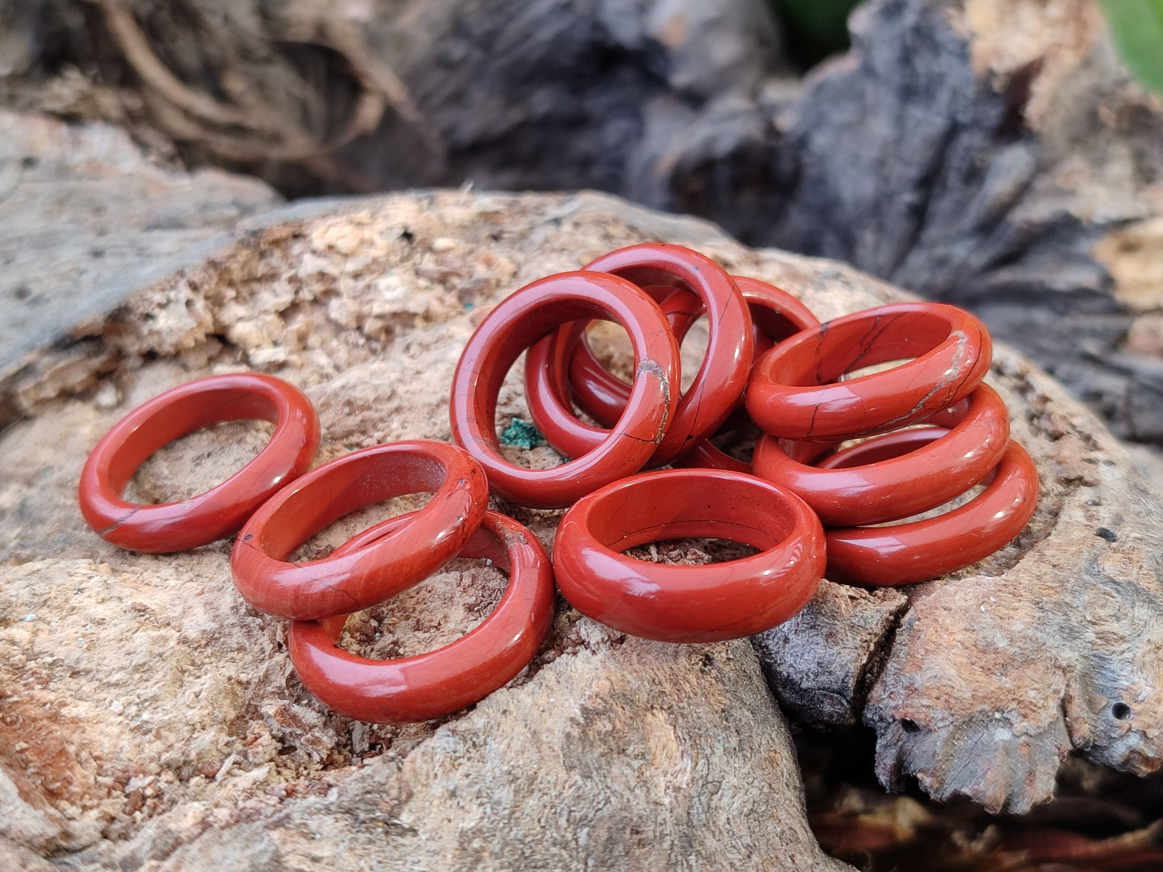 Hand Made 15.5mm Red Jasper Rings - sold per item - From South Africa - Toprock Gemstones and Minerals 