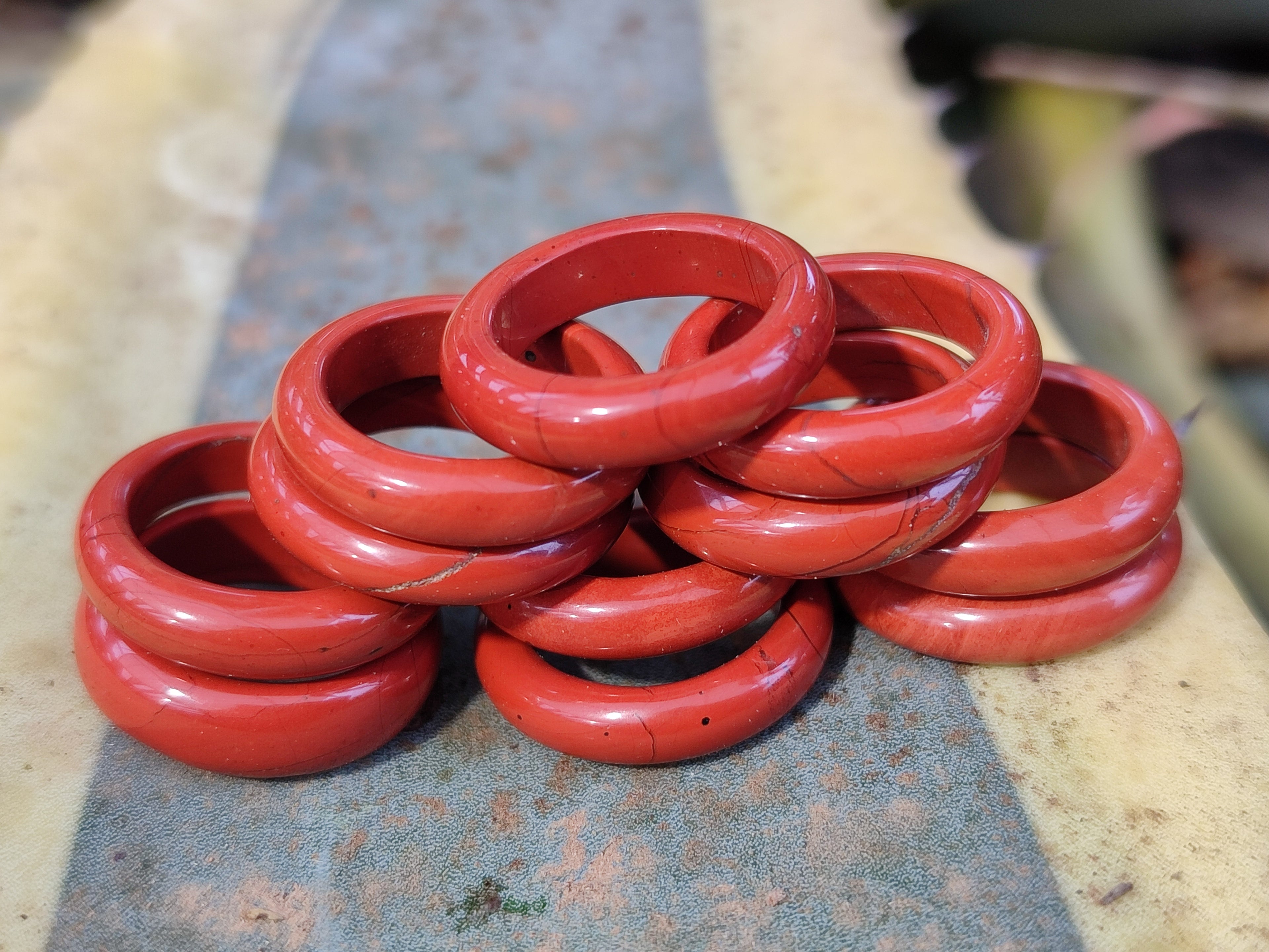 Hand Made 15.5mm Red Jasper Rings - sold per item - From South Africa - Toprock Gemstones and Minerals 