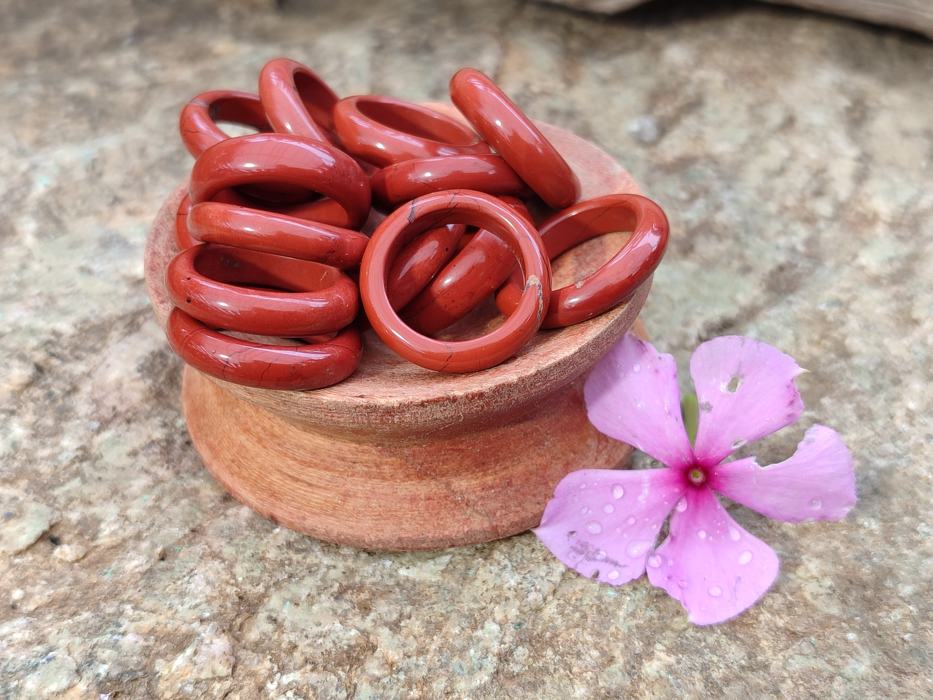 Hand Made 15.5mm Red Jasper Rings - sold per item - From South Africa - Toprock Gemstones and Minerals 