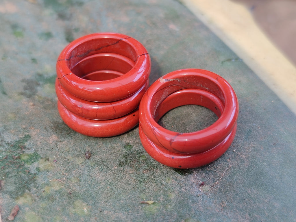 Hand Made 15.5mm Red Jasper Rings - sold per item - From South Africa - Toprock Gemstones and Minerals 