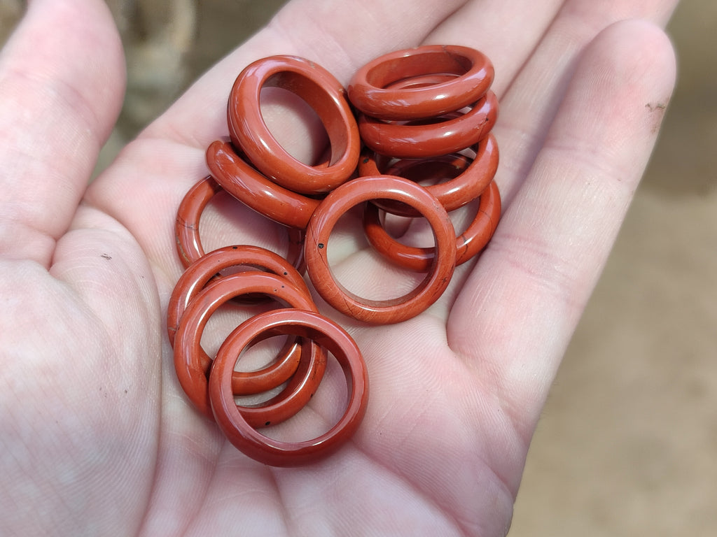 Hand Made 15.5mm Red Jasper Rings - sold per item - From South Africa - Toprock Gemstones and Minerals 