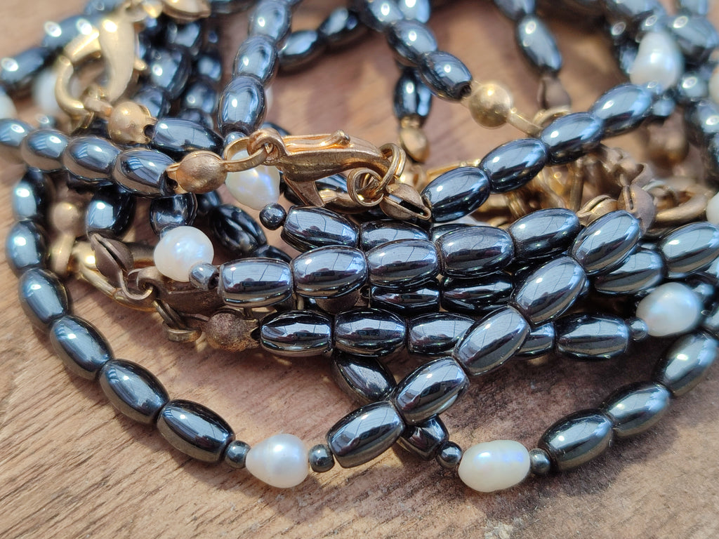 Hand Made Hematite Bead Bracelets - sold per item - From South Africa - Toprock Gemstones and Minerals 