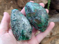 Polished Emerald Mica In Matrix Standing Free Forms x 6 From Mutoko, Zimbabwe - Toprock Gemstones and Minerals 