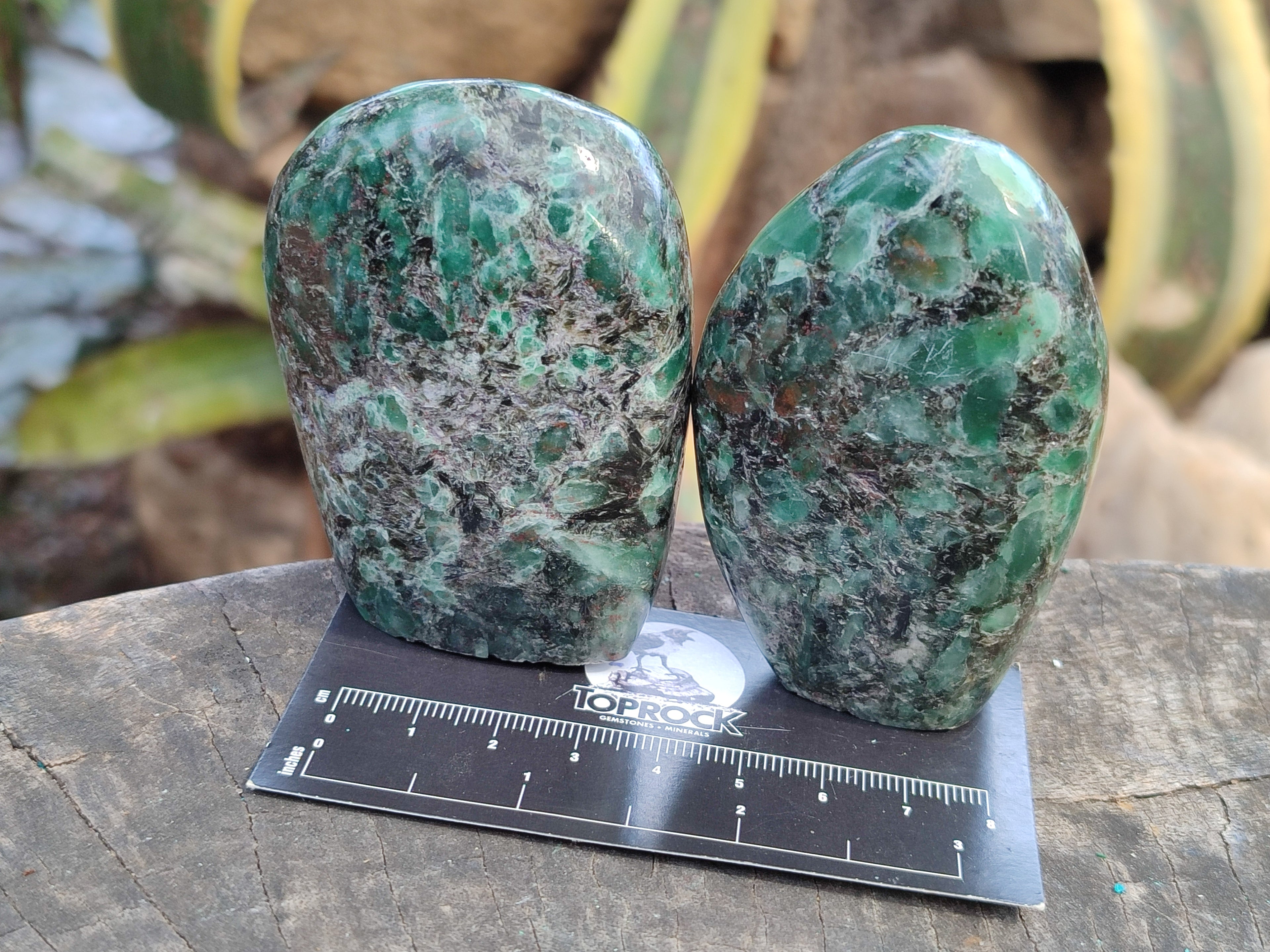 Polished Emerald Mica In Matrix Standing Free Forms x 6 From Mutoko, Zimbabwe - Toprock Gemstones and Minerals 
