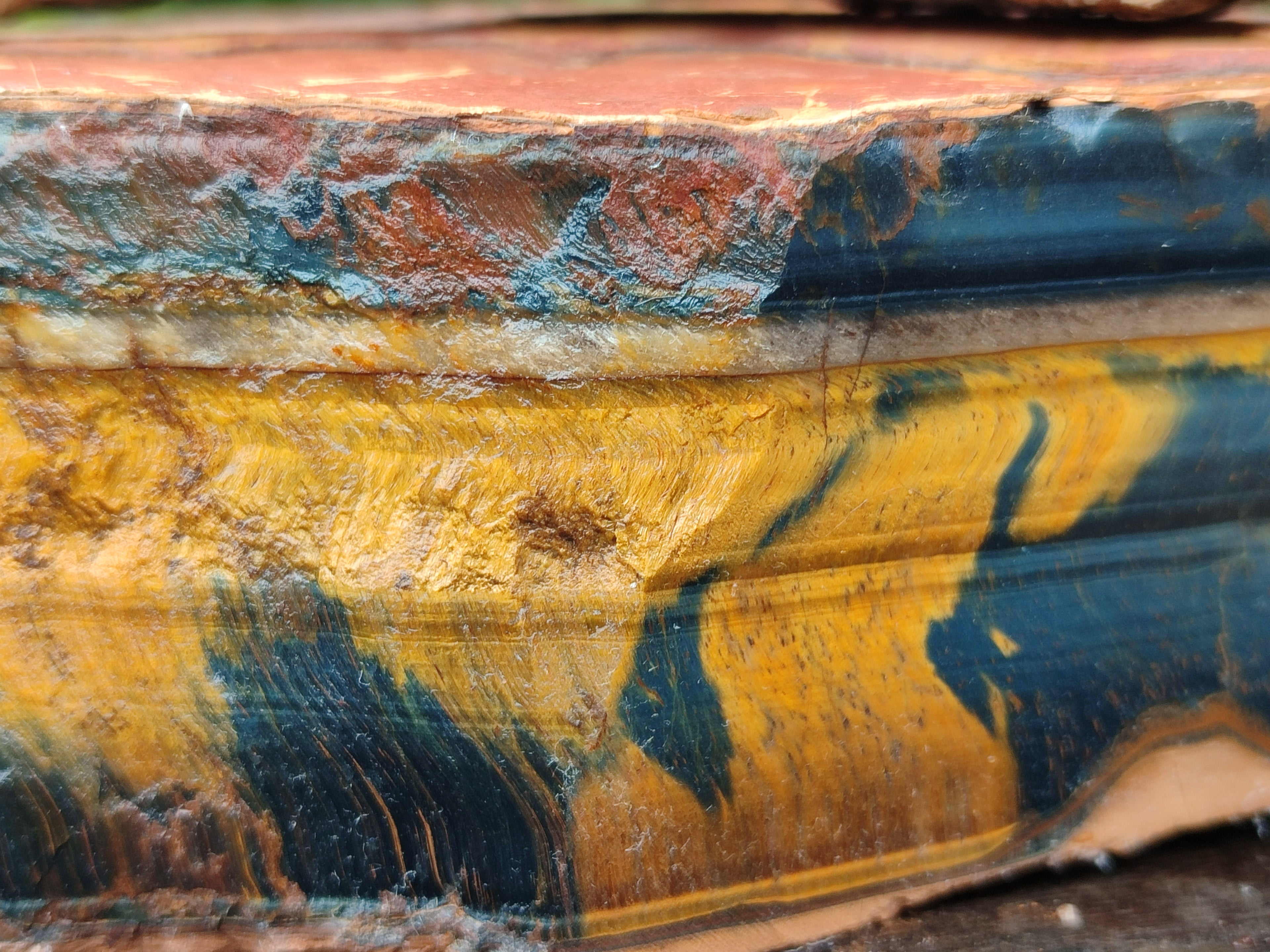 Polished On One Side Tiger's Eye Slabs x 2 From Prieska, South Africa - Toprock Gemstones and Minerals 