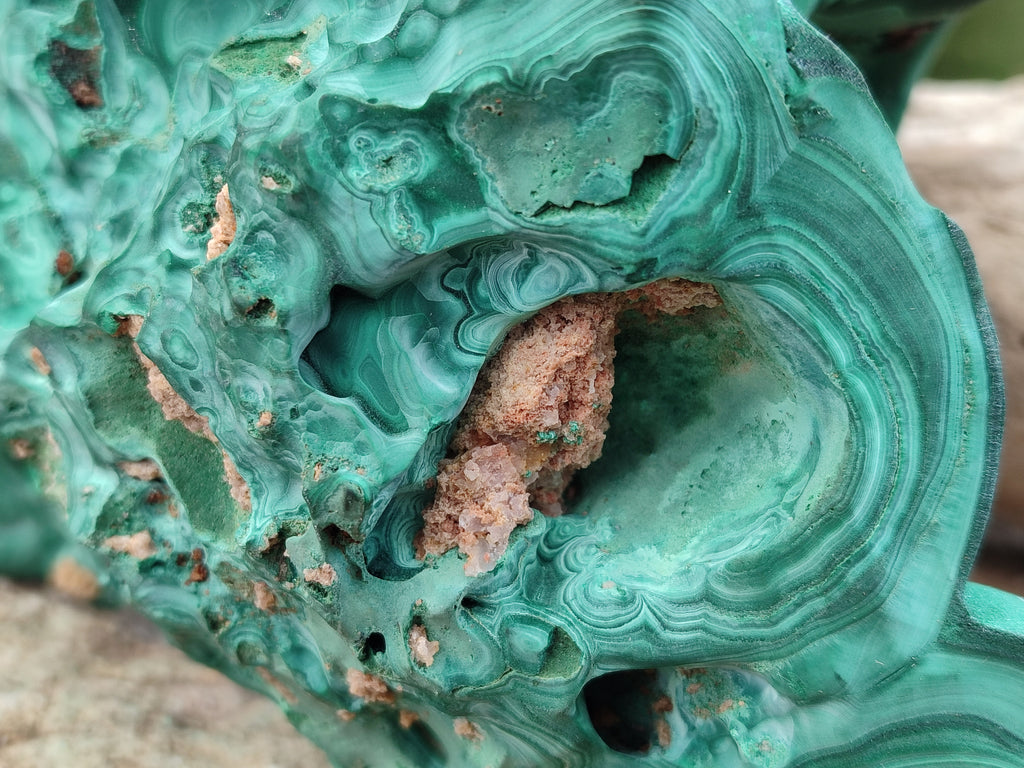 Natural Etched Silky Malachite Stalactite Specimen x 1 From Congo - Toprock Gemstones and Minerals 