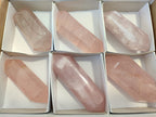 Polished Double Terminated Rose Quartz Points x 6 From Ambatondrazaka, Madagascar - Toprock Gemstones and Minerals 