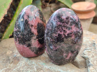 Polished Rhodonite Standing Free Forms x 6 From Ambindavato, Madagascar - Toprock Gemstones and Minerals 