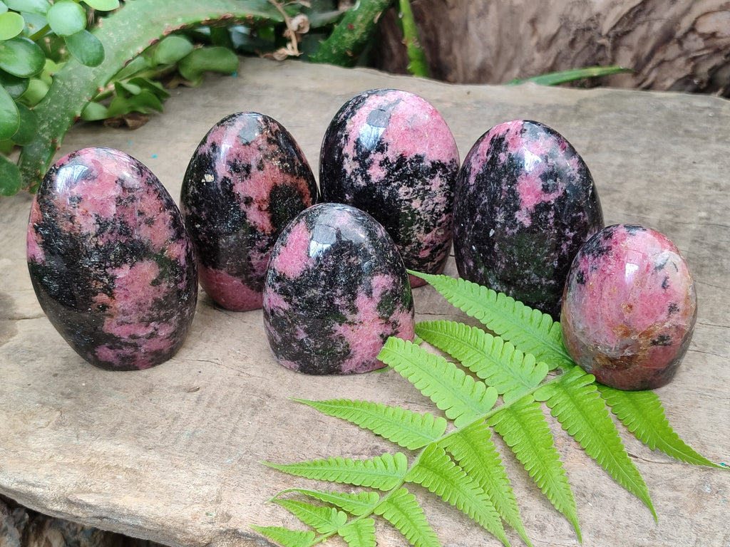Polished Rhodonite Standing Free Forms x 6 From Ambindavato, Madagascar - Toprock Gemstones and Minerals 