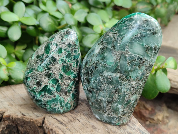 Polished Emerald Mica In Matrix Standing Free Forms x 5 From Mutoko, Zimbabwe - Toprock Gemstones and Minerals 