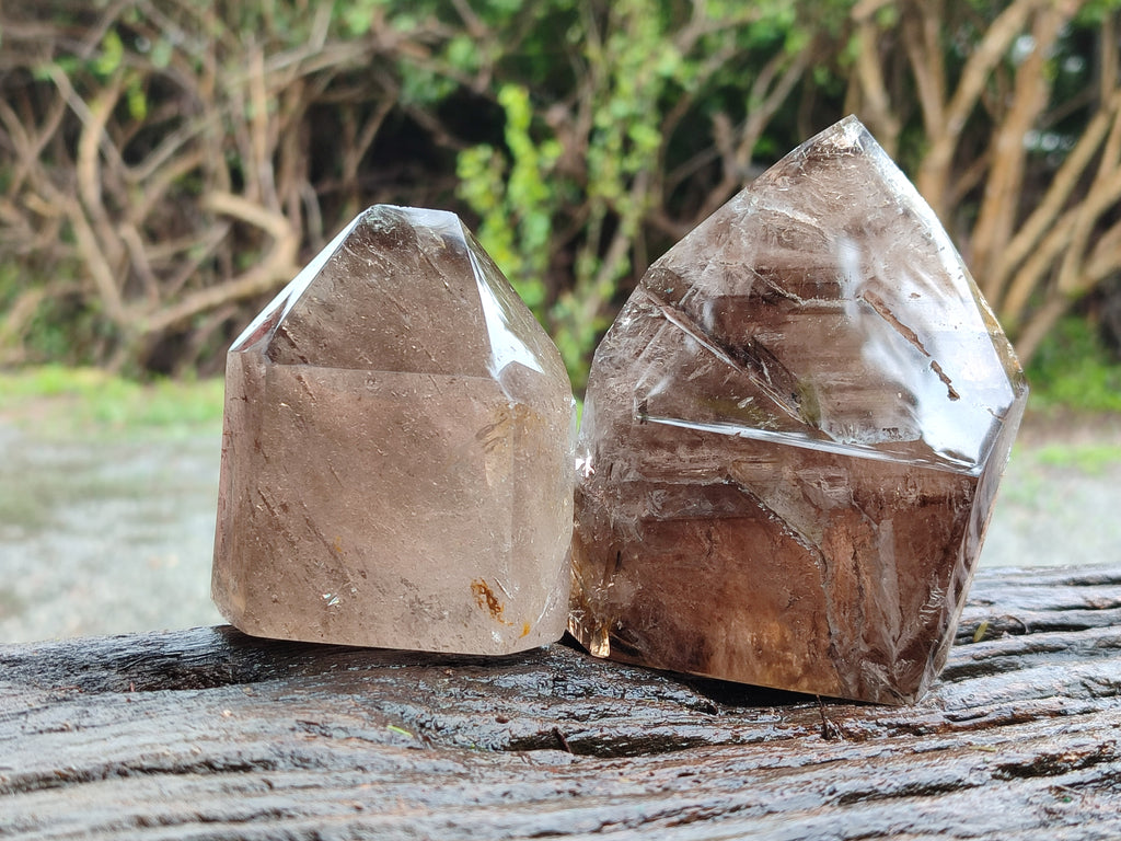 Polished Smokey Quartz Crystals x 3 From Madagascar - Toprock Gemstones and Minerals 