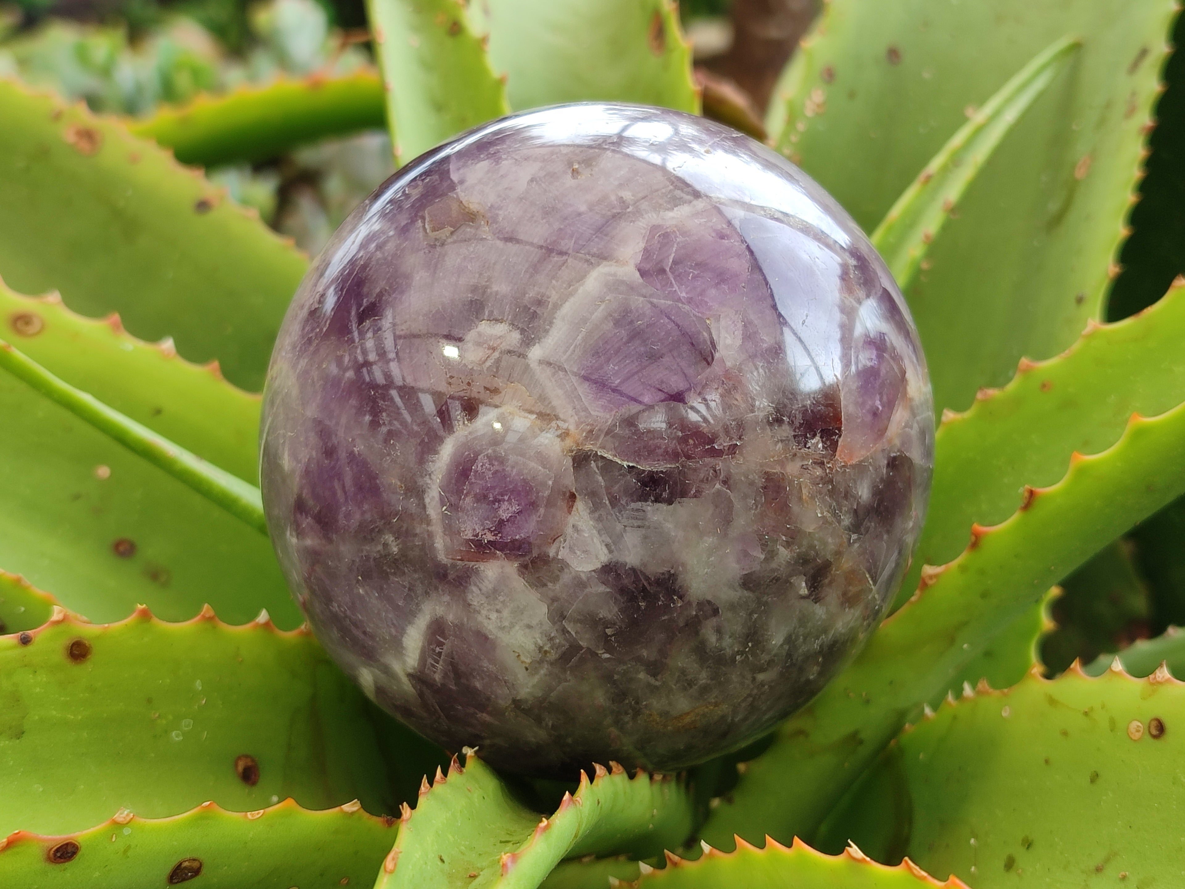 Polished Chevron Amethyst Sphere x 1 From Madagascar - Toprock Gemstones and Minerals 