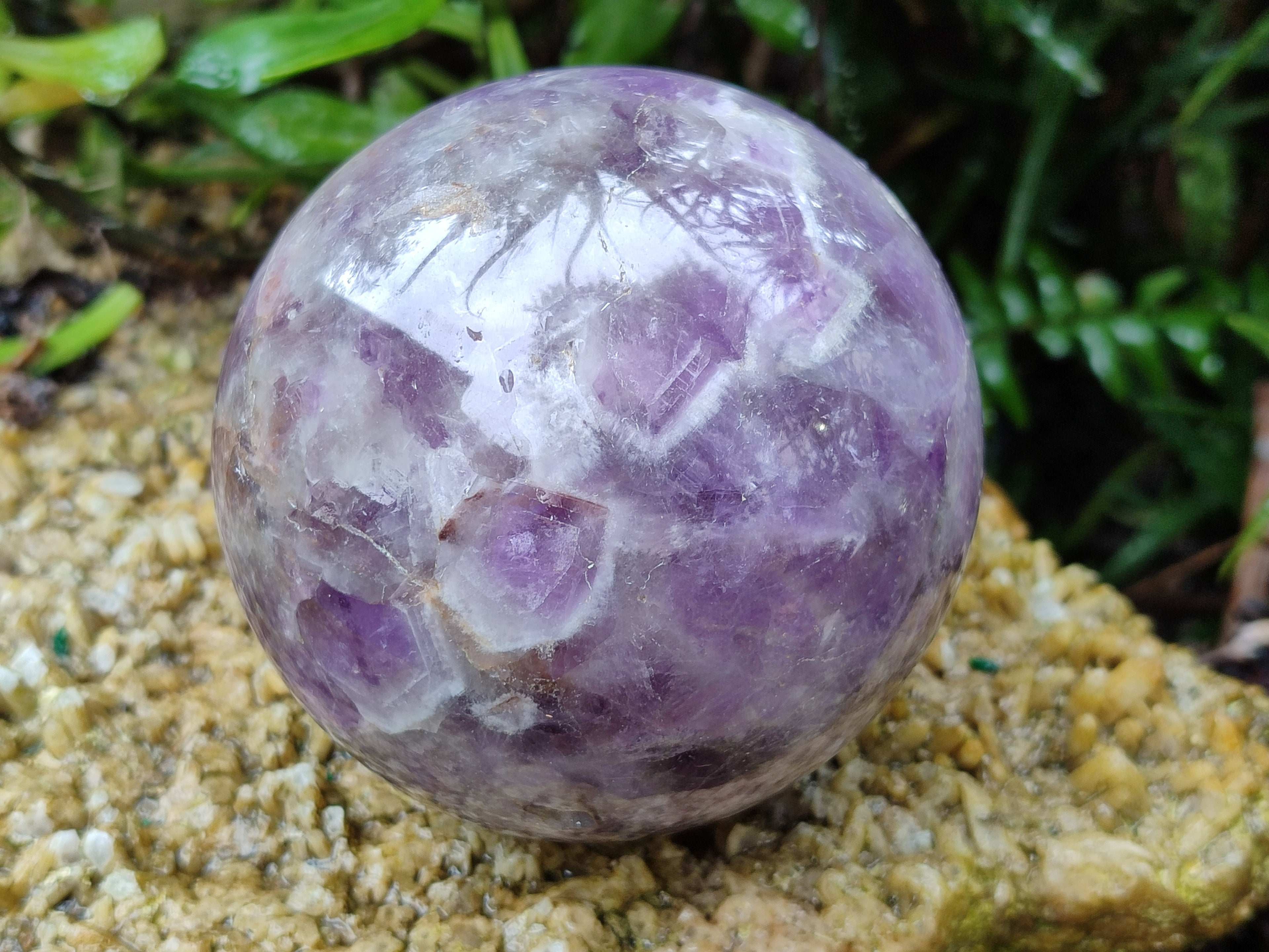 Polished Chevron Amethyst Sphere x 1 From Madagascar - Toprock Gemstones and Minerals 
