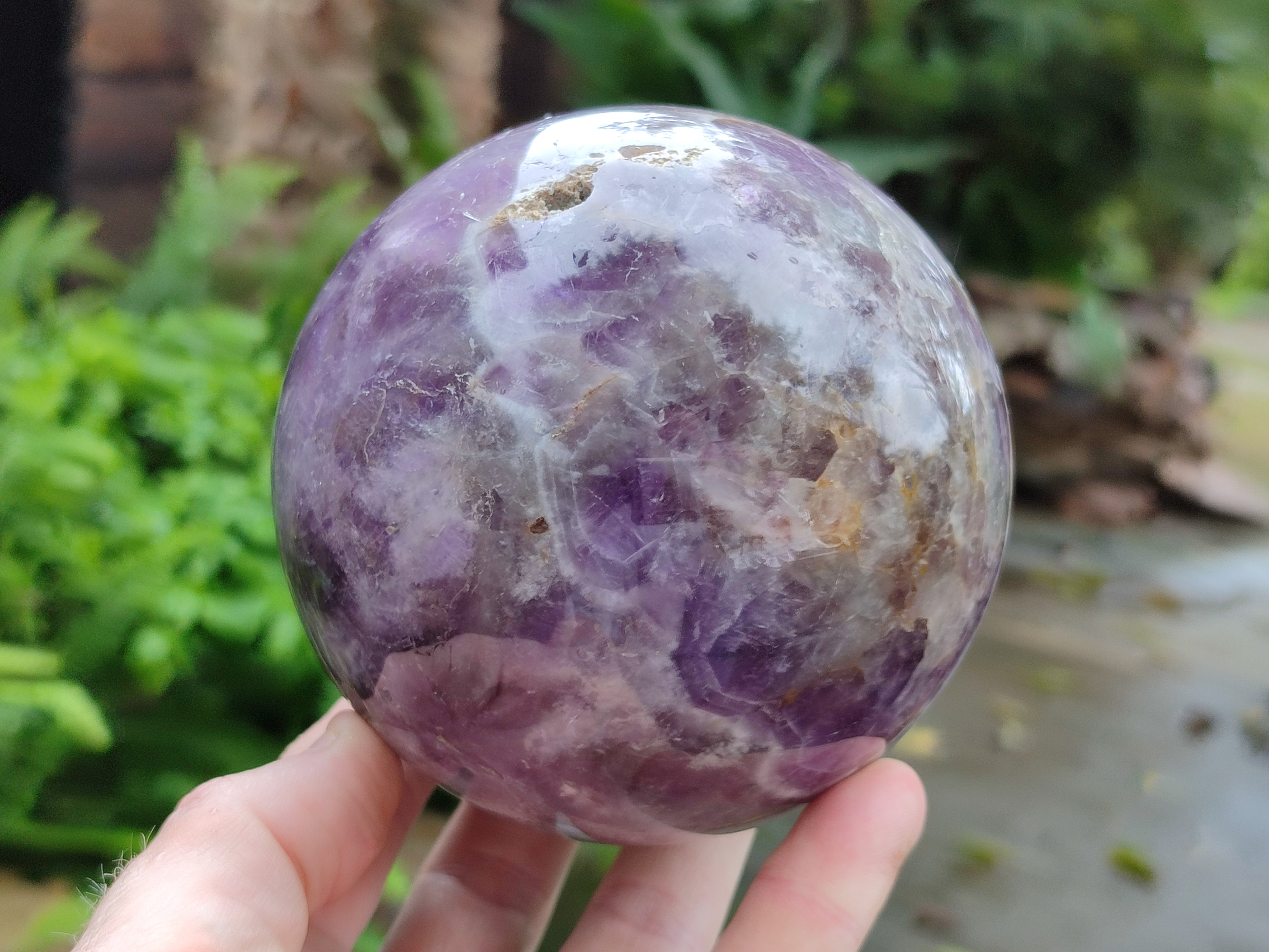 Polished Chevron Amethyst Sphere x 1 From Madagascar - Toprock Gemstones and Minerals 