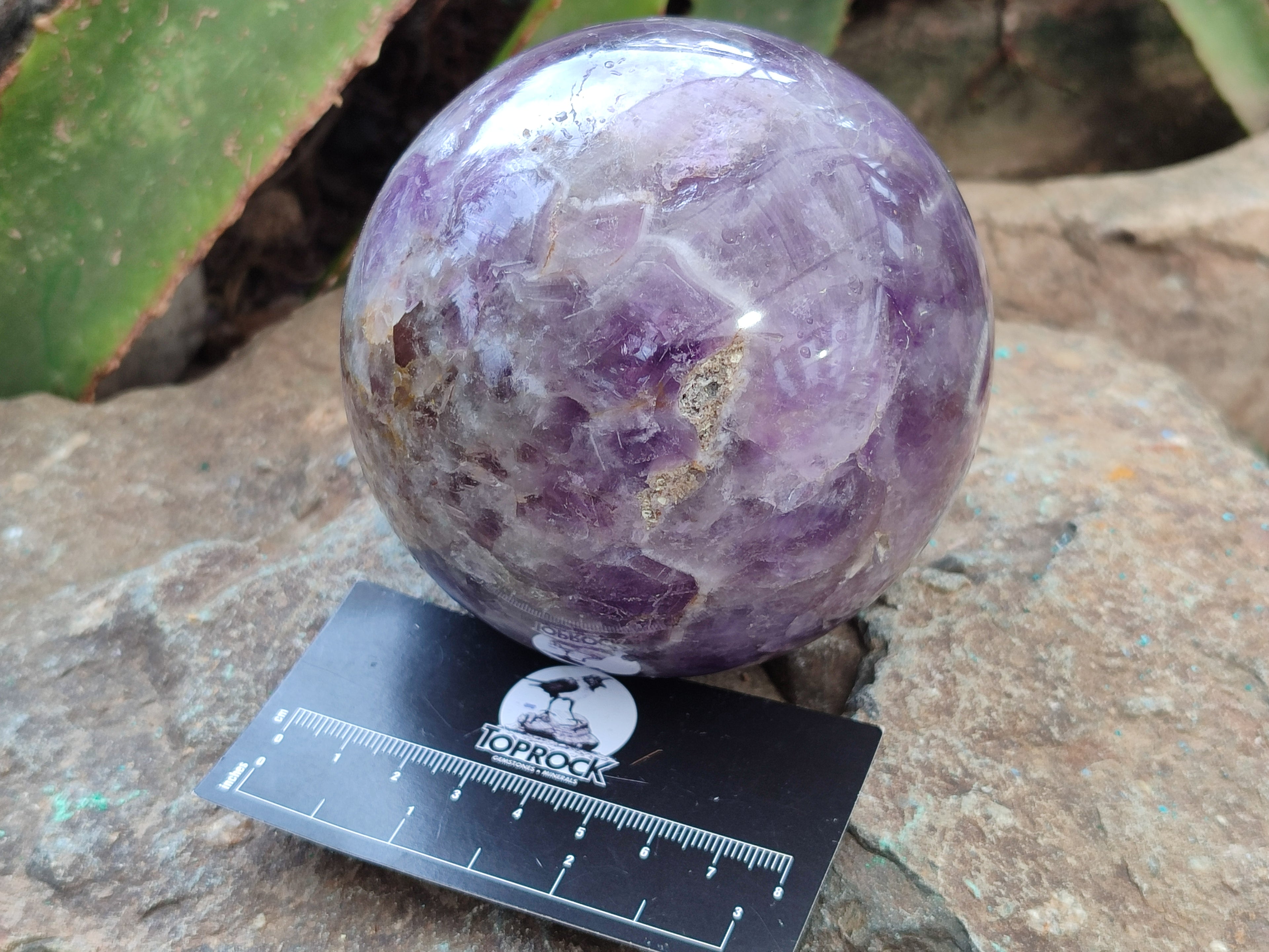 Polished Chevron Amethyst Sphere x 1 From Madagascar - Toprock Gemstones and Minerals 
