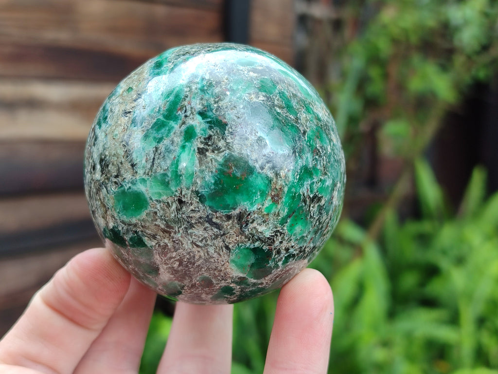 Polished Emerald Mica In Matrix Spheres x 2 From Mutoko, Zimbabwe - Toprock Gemstones and Minerals 
