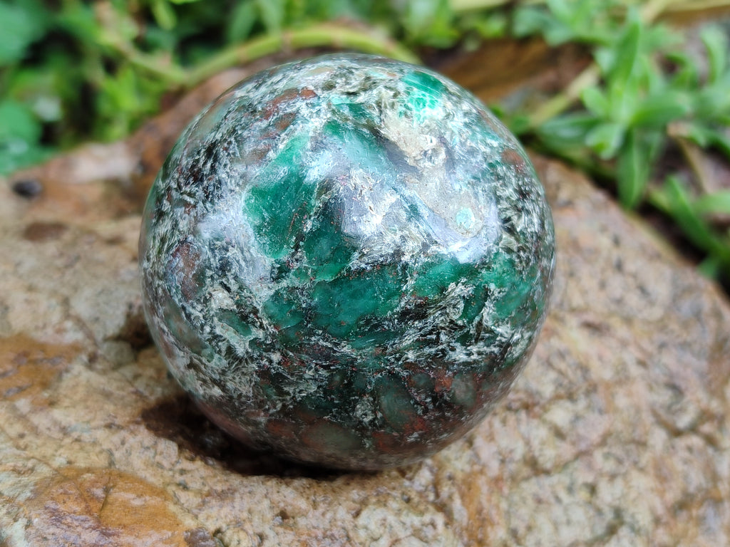 Polished Emerald Mica In Matrix Spheres x 2 From Mutoko, Zimbabwe - Toprock Gemstones and Minerals 