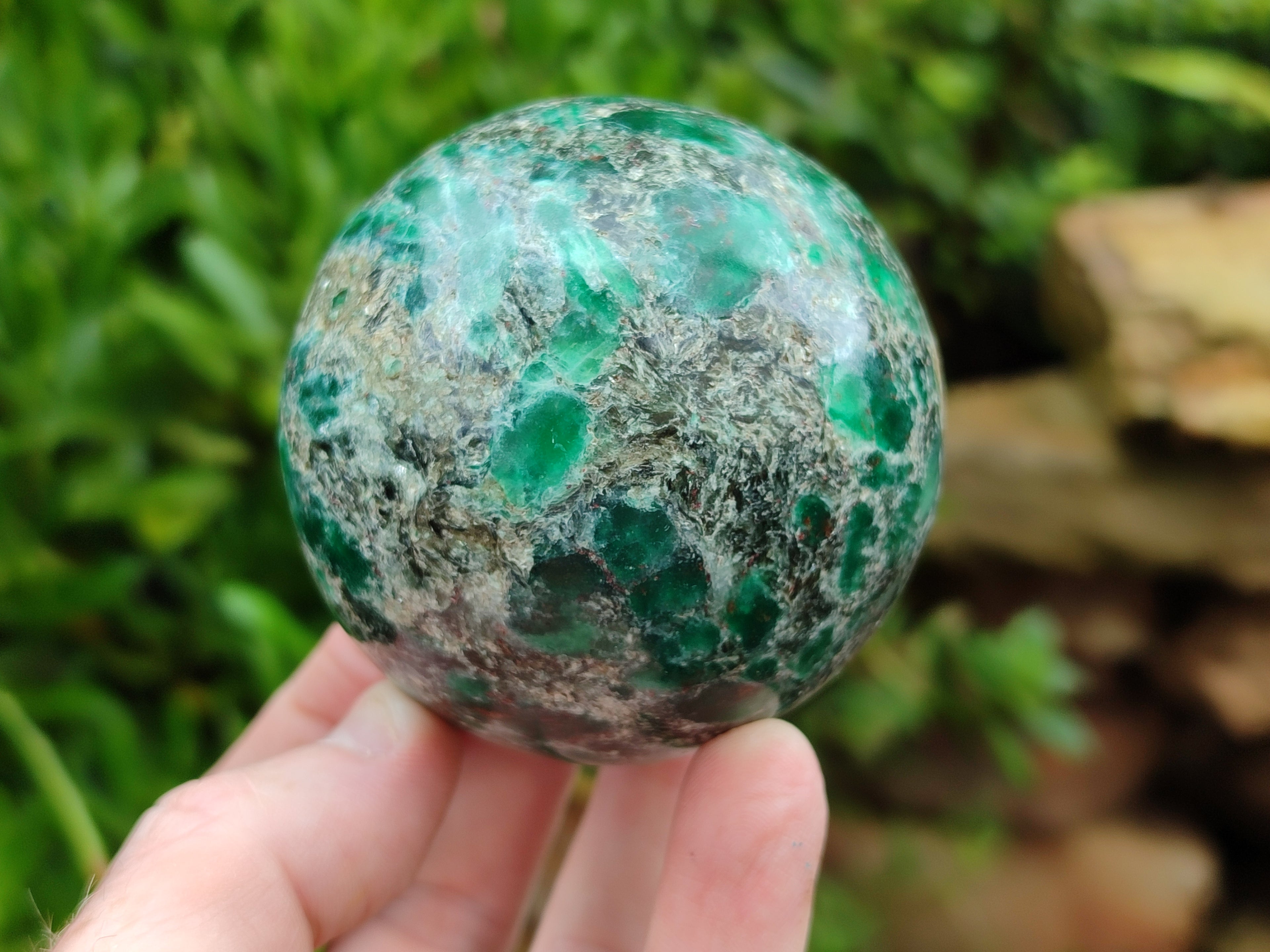 Polished Emerald Mica In Matrix Spheres x 2 From Mutoko, Zimbabwe - Toprock Gemstones and Minerals 