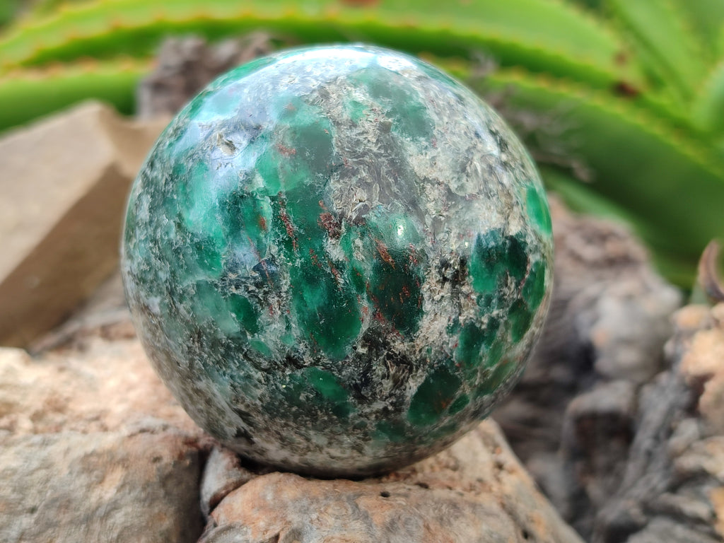 Polished Emerald Mica In Matrix Spheres x 2 From Mutoko, Zimbabwe - Toprock Gemstones and Minerals 