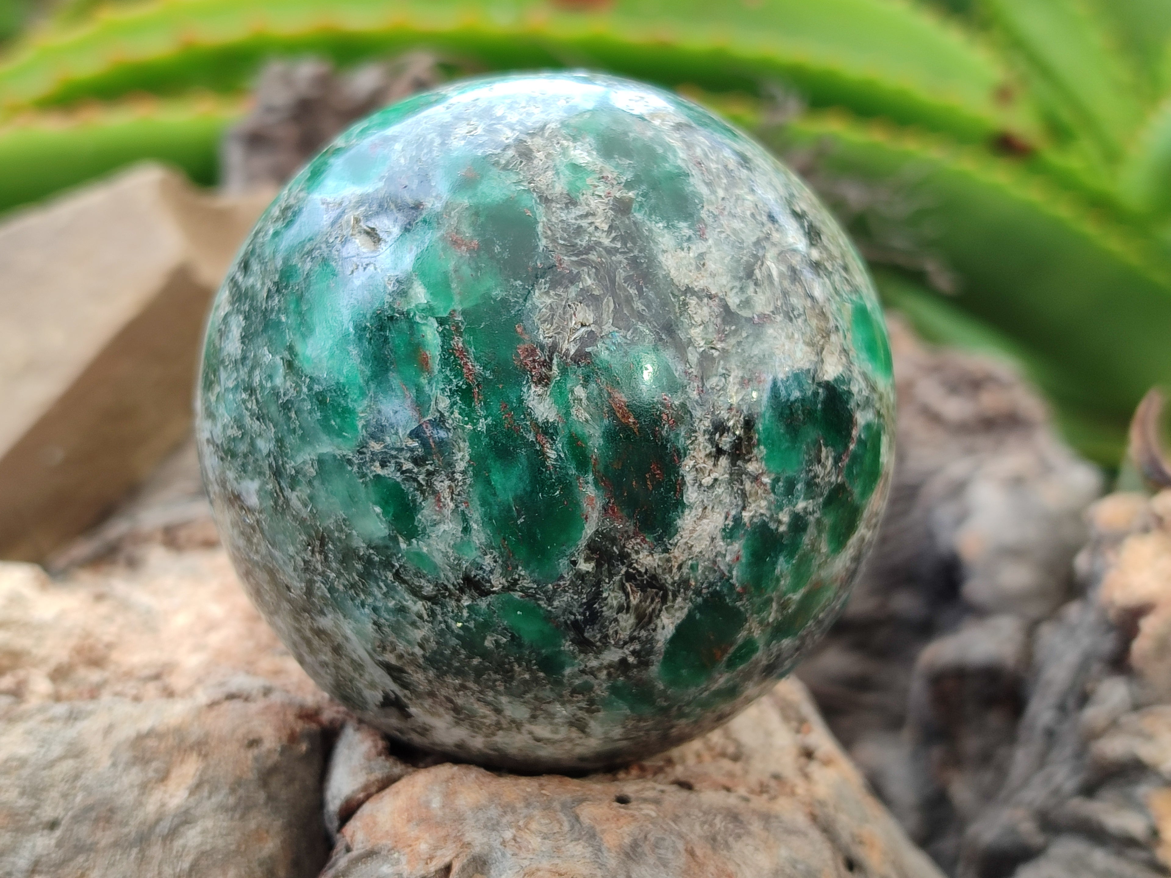Polished Emerald Mica In Matrix Spheres x 2 From Mutoko, Zimbabwe - Toprock Gemstones and Minerals 