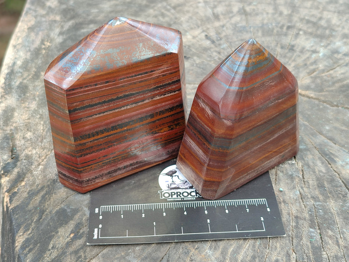Polished Tiger Iron Jasper Points x 5 From South Africa - Toprock Gemstones and Minerals 