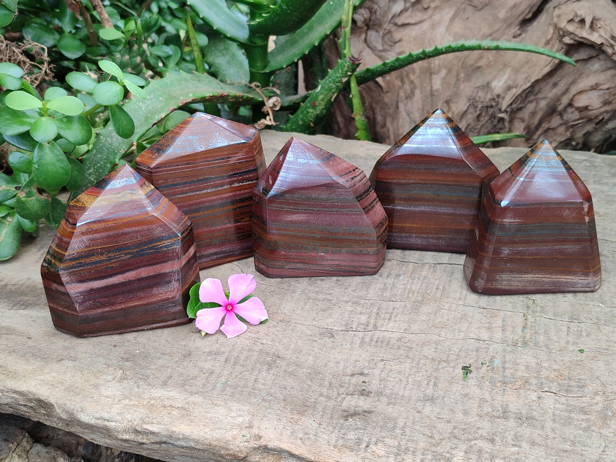 Polished Tiger Iron Jasper Points x 5 From South Africa - Toprock Gemstones and Minerals 