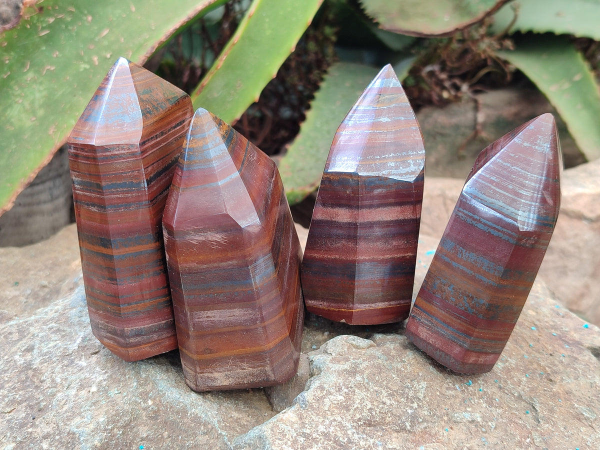 Polished Tiger Iron Jasper Points x 5 From South Africa - Toprock Gemstones and Minerals 