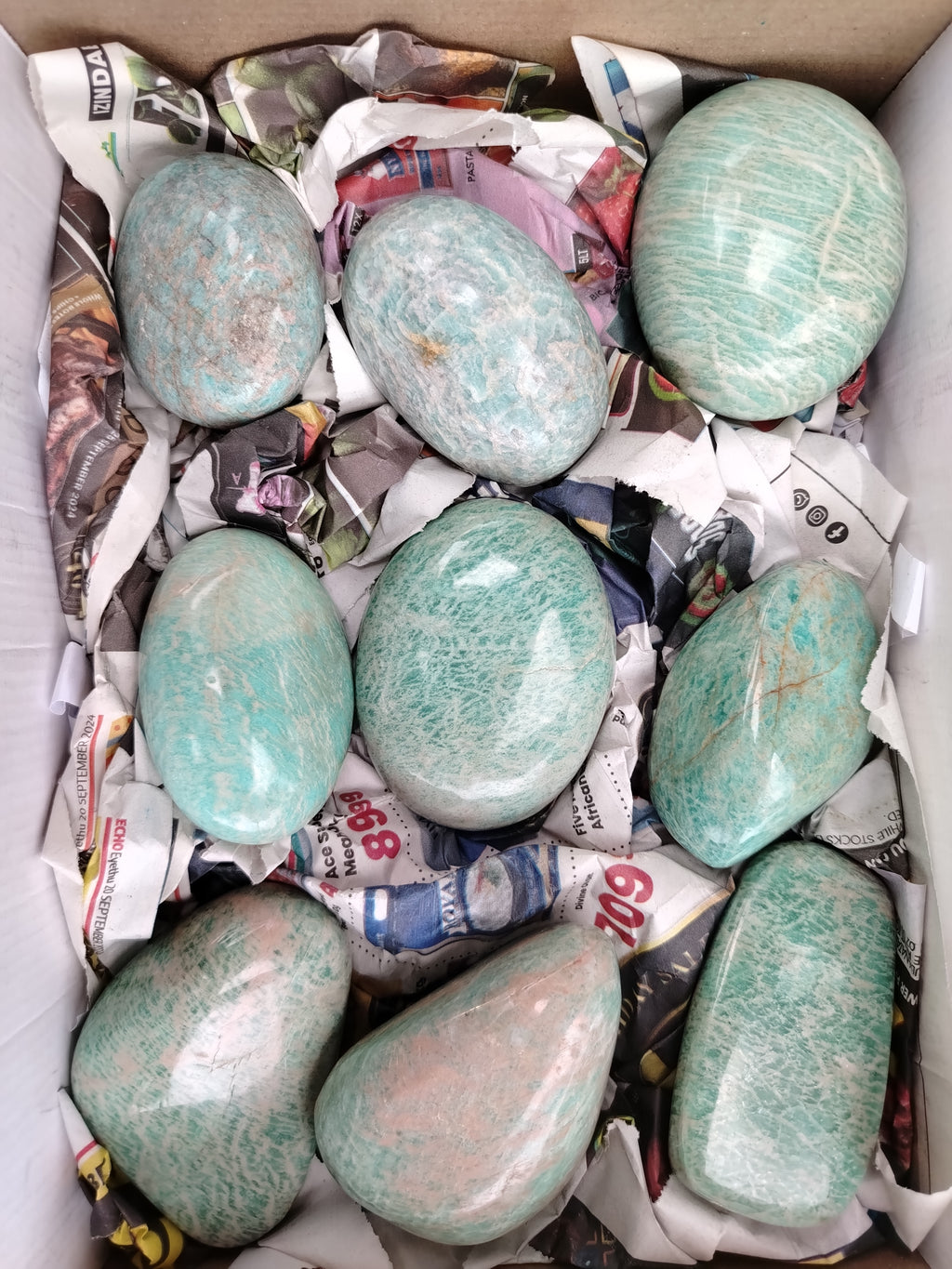 Polished Amazonite Free Forms x 12 From Madagascar - Toprock Gemstones and Minerals 