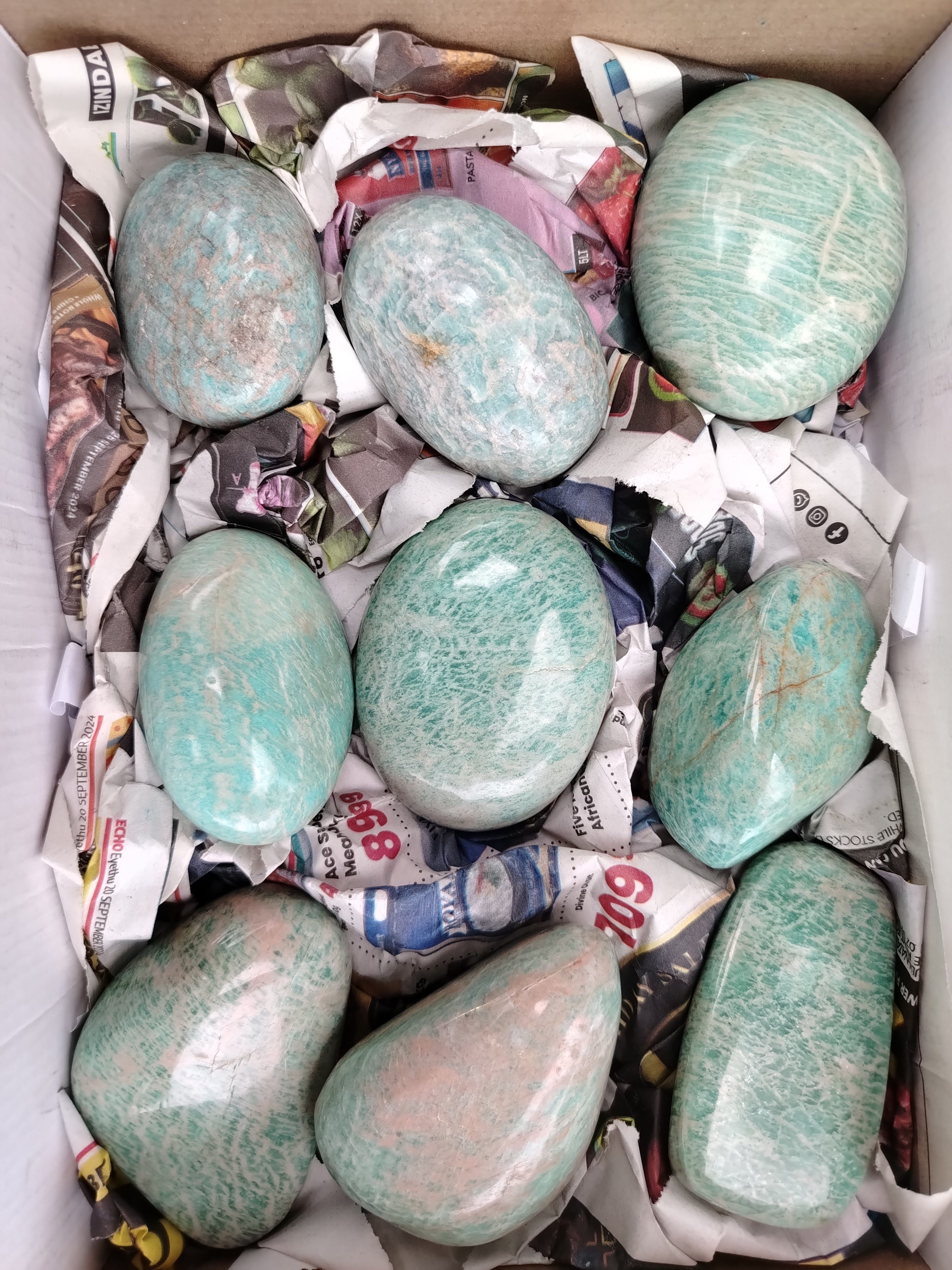 Polished Amazonite Free Forms x 12 From Madagascar - Toprock Gemstones and Minerals 