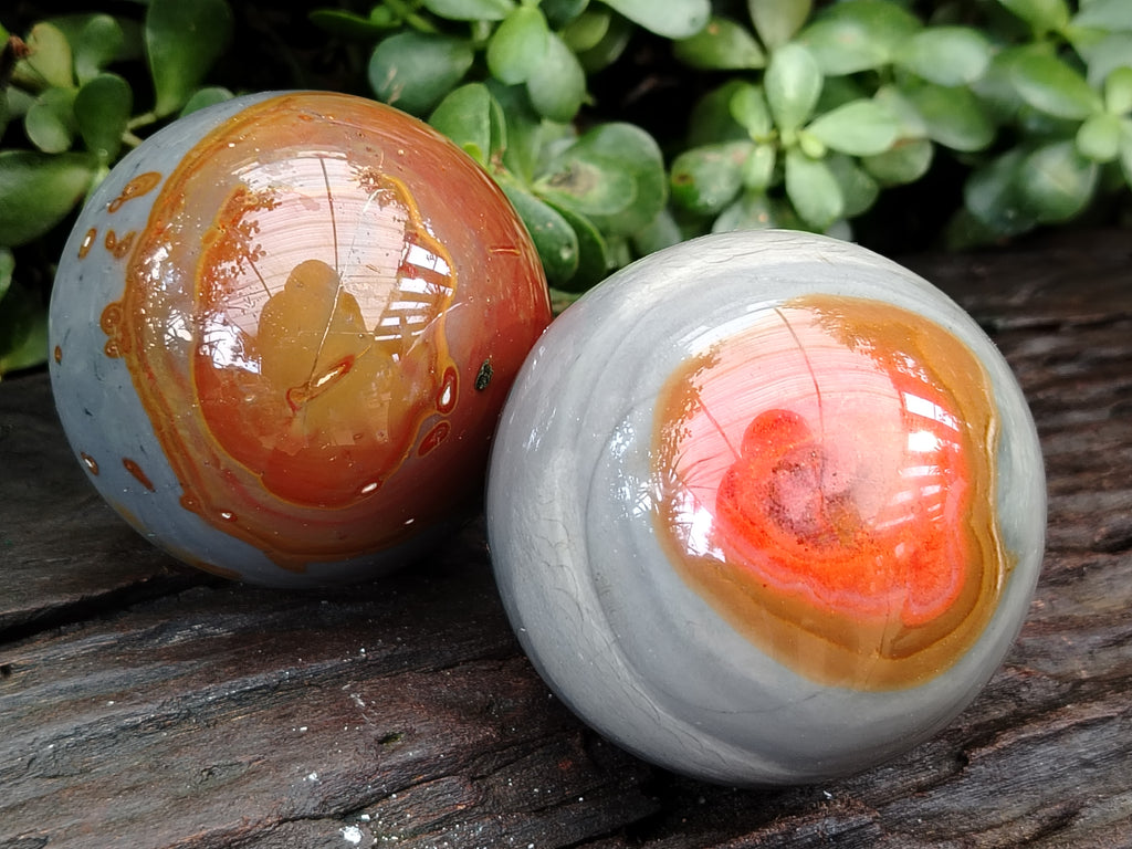 Polished Polychrome Jasper Spheres x 2 From Mahajanga, Madagascar - Toprock Gemstones and Minerals 